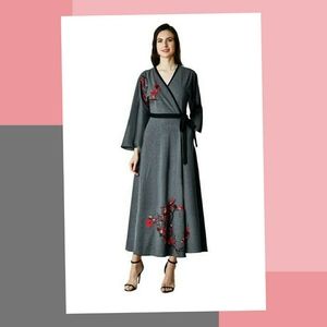 eShakti Floral embroidery cotton jersey wr…